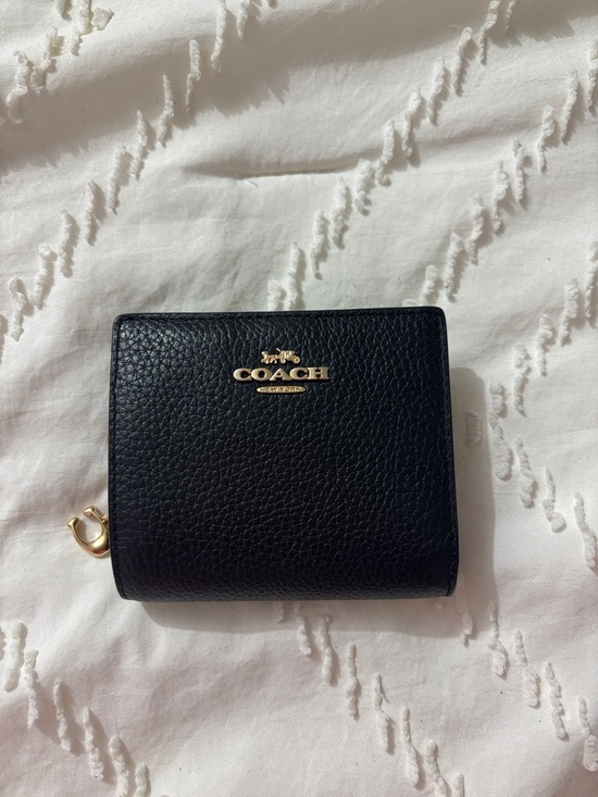 Coach Handbags - Coach Black Pebbled Leather Small Wallet with Gold Logo